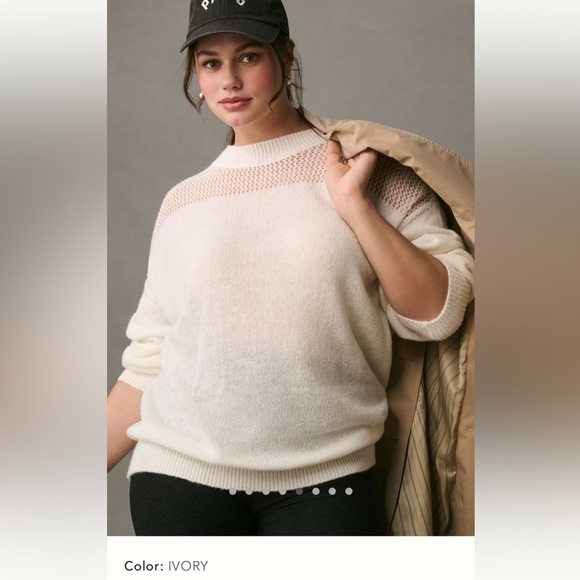 NWT new Anthropologie 3X plus caballero sheer pullover sweater white ivory